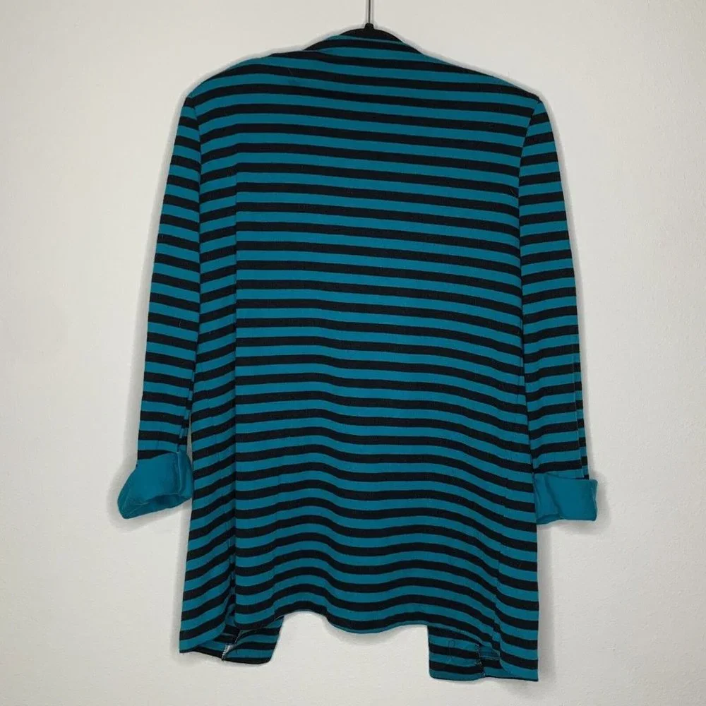 Stuart Alan Petites Sweater Dress Womans 12 Teal Black Stripe No Sleeve w/Jacket - Picture 10 of 16
